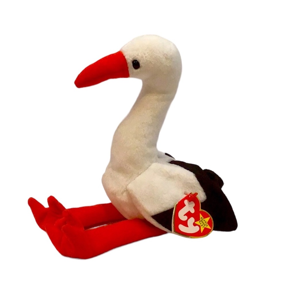 💚 FREE with any purchase ⭐️ 1999 TY “Stilts” Beanie Baby Stork - NWT